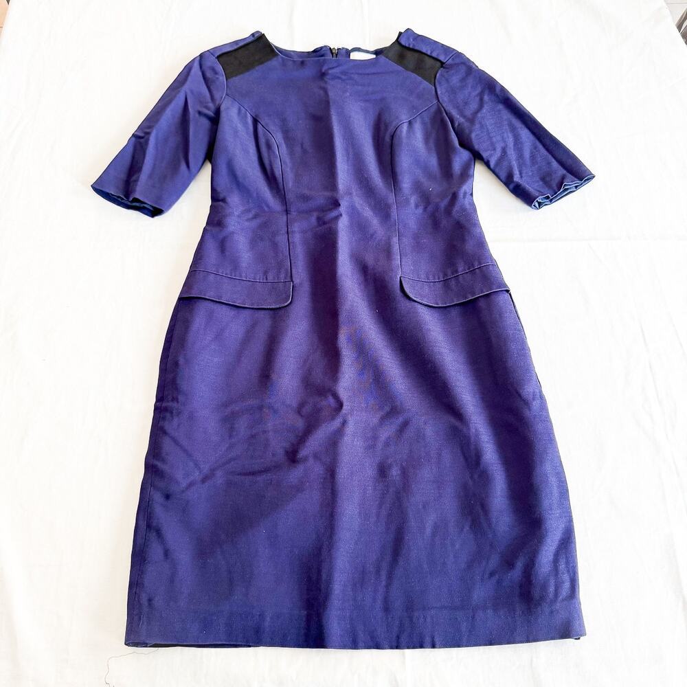 Reiss Lika Navy Short Sleeve Shift Dress Colorblock Size 6